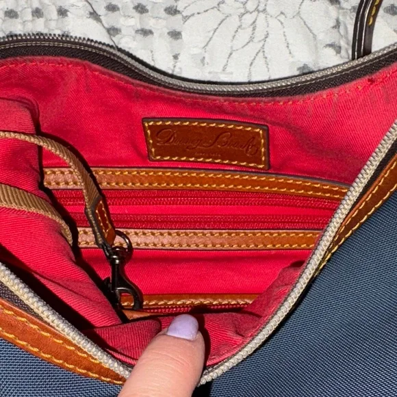 Dooney and Burke Erica Blue Leather Trim Shoulder Bag - Picture 7 of 8